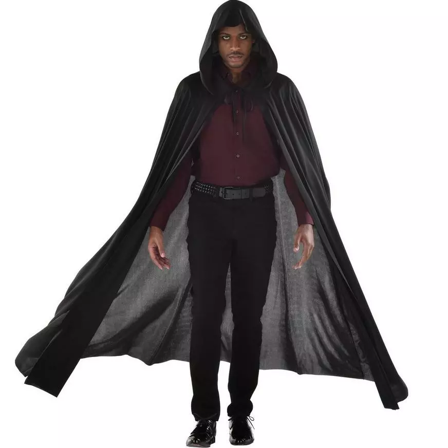 Adult Black Hooded Cape 4 Adult Black Hooded Cape - Image 2