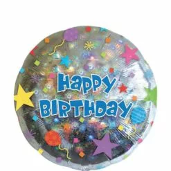 Happy Birthday Balloon - Prismatic Starburst, 17in