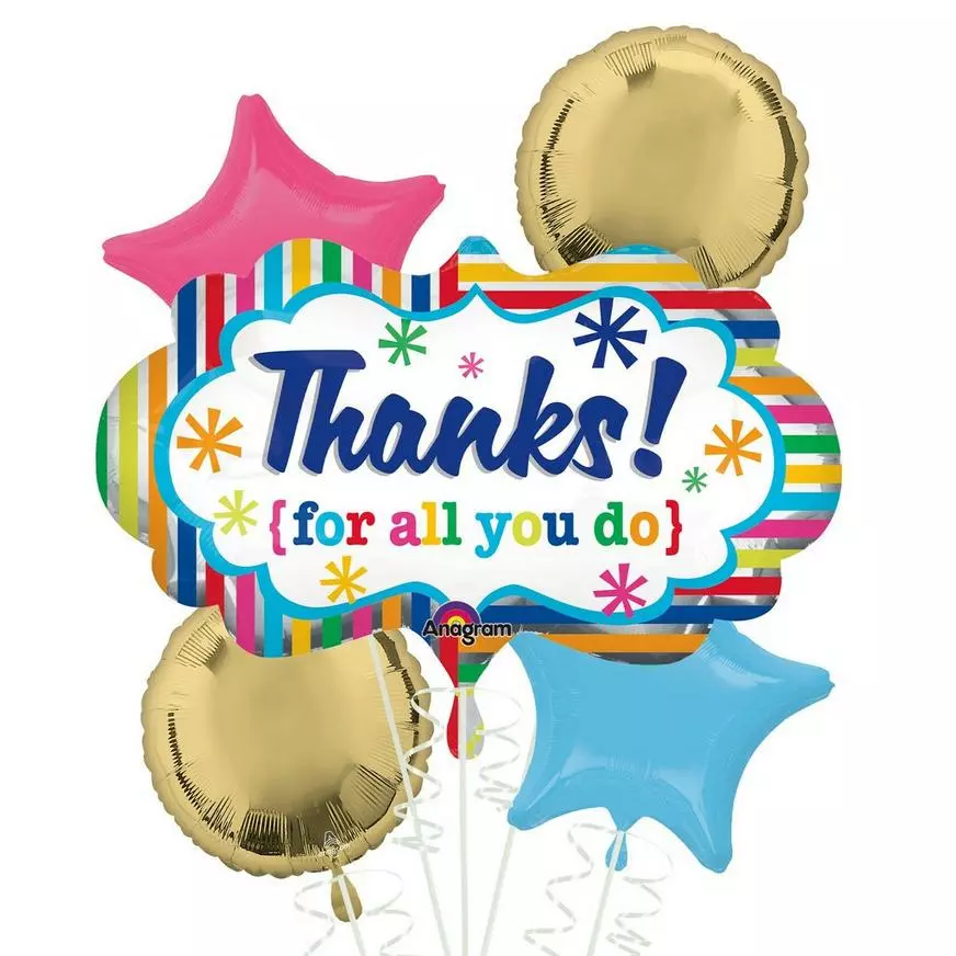 Thank You Balloon Bouquet 5pc 3 Thank You Balloon Bouquet 5pc