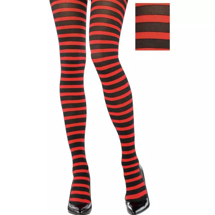 Adult Red & Black Striped Tights 3 Adult Red & Black Striped Tights