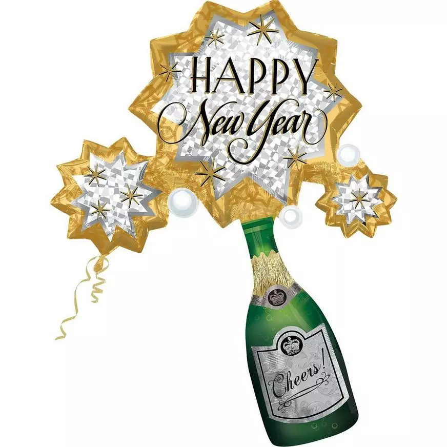 Happy New Year Balloon - Champagne Burst, 46in 3 Happy New Year Balloon - Champagne Burst, 46in