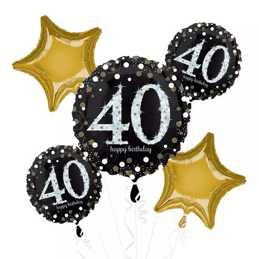 40th Birthday Balloon Bouquet 5pc - Sparkling Celebration 3 40th Birthday Balloon Bouquet 5pc - Sparkling Celebration