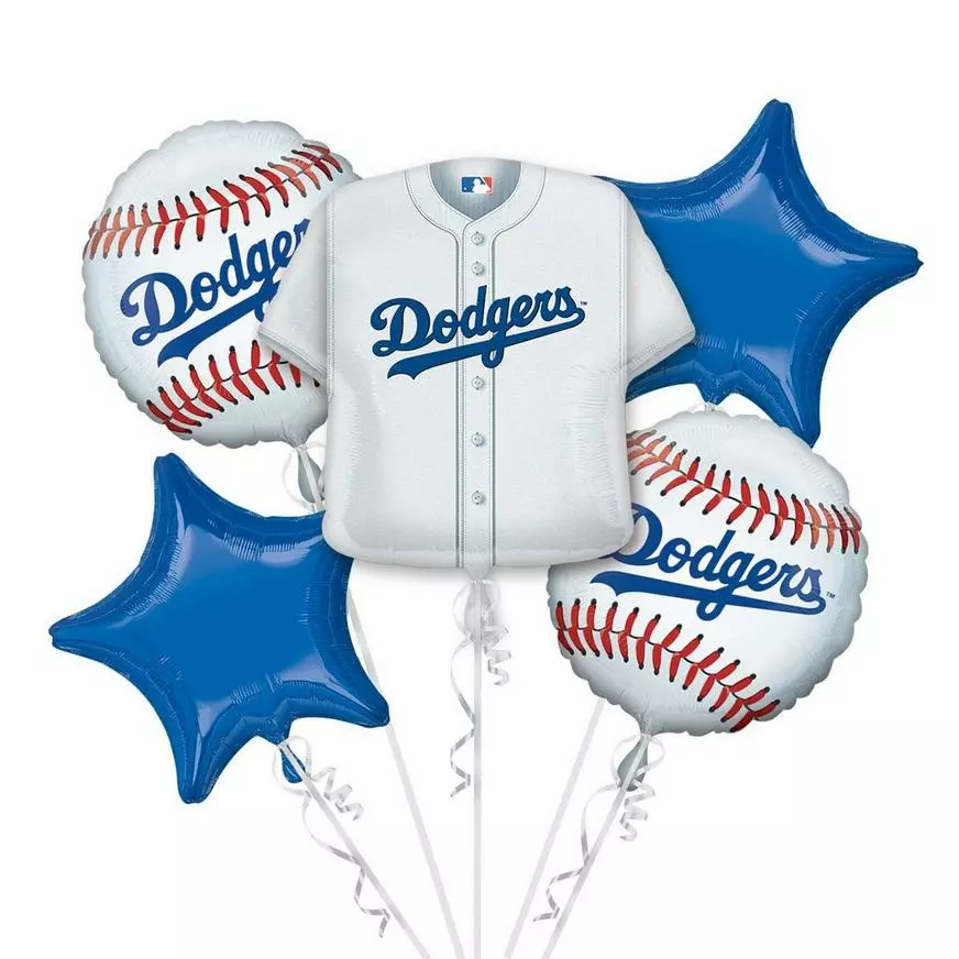 Los Angeles Dodgers Balloon Bouquet 5pc - Jersey 2 Los Angeles Dodgers Balloon Bouquet 5pc - Jersey
