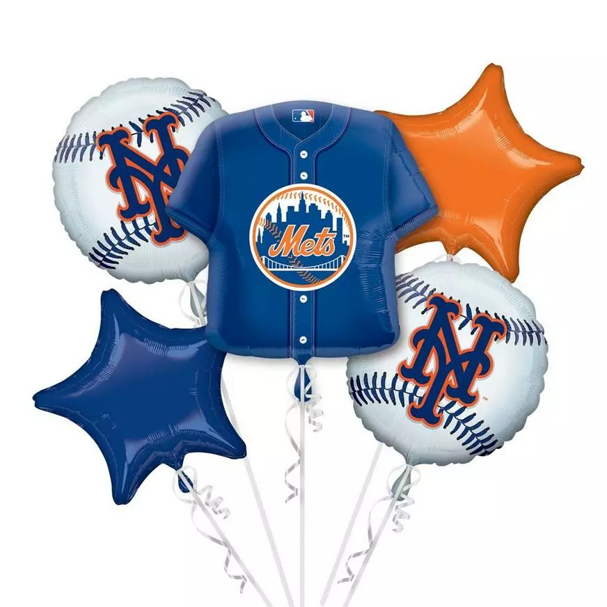 New York Mets Balloon Bouquet 5pc - Jersey 3 New York Mets Balloon Bouquet 5pc - Jersey