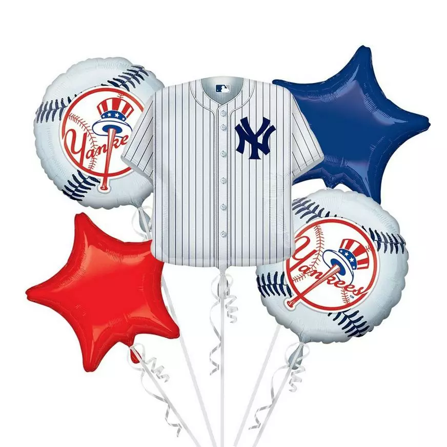New York Yankees Balloon Bouquet 5pc - Jersey 3 New York Yankees Balloon Bouquet 5pc - Jersey