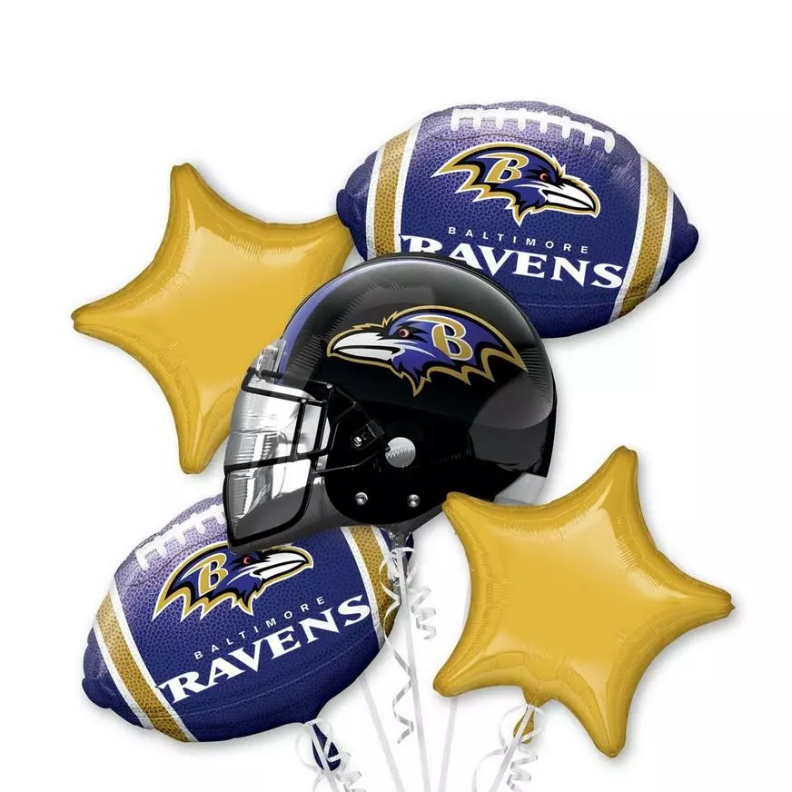 Baltimore Ravens Balloon Bouquet 5pc 3 Baltimore Ravens Balloon Bouquet 5pc