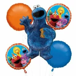 Cookie Monster Balloon Bouquet 5pc - Sesame Street
