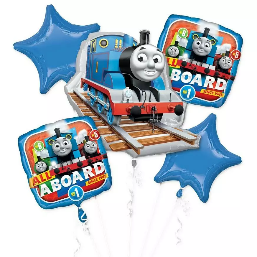 Thomas The Tank Engine Balloon Bouquet 5pc 3 Thomas The Tank Engine Balloon Bouquet 5pc