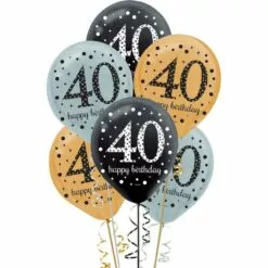 15ct, 40th Birthday Balloons - Sparkling Celebration