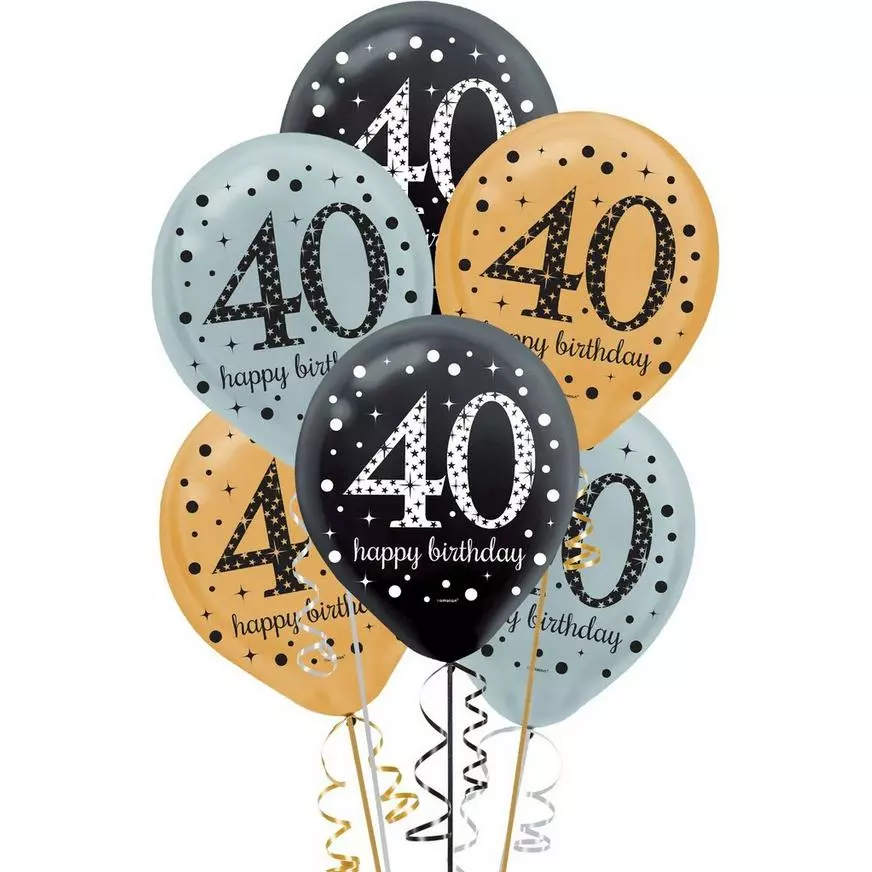 15ct, 40th Birthday Balloons - Sparkling Celebration 3 15ct, 40th Birthday Balloons - Sparkling Celebration