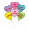 Pastel Conversation Hearts Valentine's Day Foil Balloon Bouquet, 6pc