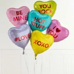 Pastel Conversation Hearts Valentine's Day Foil Balloon Bouquet, 6pc 8 Pastel Conversation Hearts Valentine's Day Foil Balloon Bouquet, 6pc -Amscan Shop 762889 02