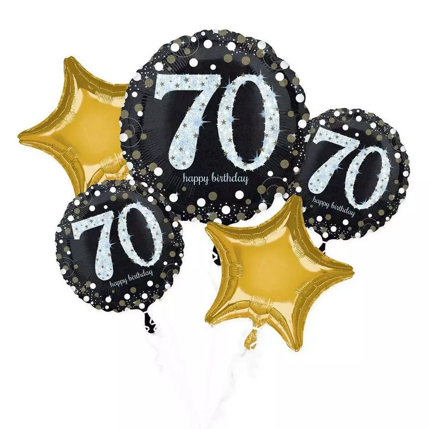 70th Birthday Balloon Bouquet 5pc - Sparkling Celebration 3 70th Birthday Balloon Bouquet 5pc - Sparkling Celebration