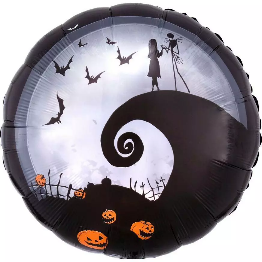 Jack & Sally Halloween Round Foil Balloon, 28in - The Nightmare Before Christmas 3 Jack & Sally Halloween Round Foil Balloon, 28in - The Nightmare Before Christmas