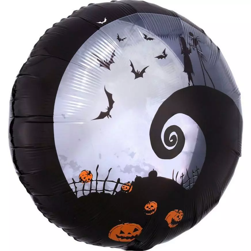 Jack & Sally Halloween Round Foil Balloon, 28in - The Nightmare Before Christmas 4 Jack & Sally Halloween Round Foil Balloon, 28in - The Nightmare Before Christmas - Image 2