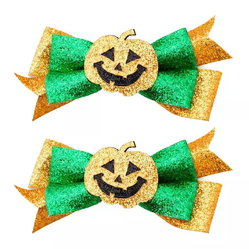 Glitter Pumpkin Bow Hair Clips 2ct 3 Glitter Pumpkin Bow Hair Clips 2ct