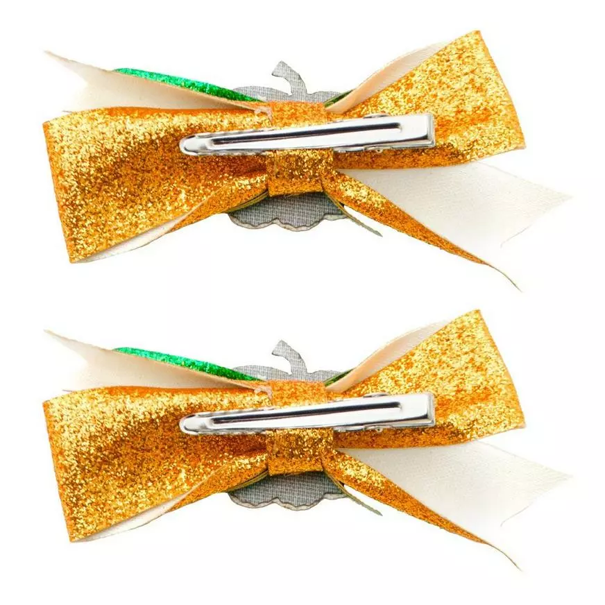 Glitter Pumpkin Bow Hair Clips 2ct 4 Glitter Pumpkin Bow Hair Clips 2ct - Image 2