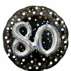 80th Birthday Balloon - 3D Sparkling Celebration, 36in