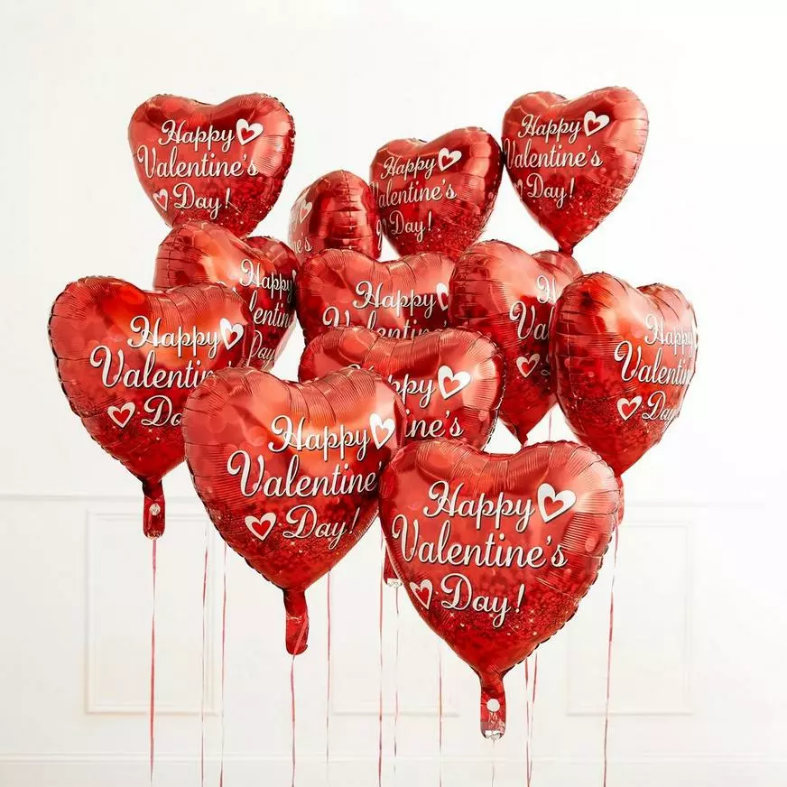 Red Valentine's Day Heart Foil Balloon, 17in 3 Red Valentine's Day Heart Foil Balloon, 17in