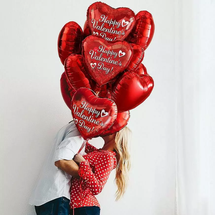 Red Valentine's Day Heart Foil Balloon, 17in 6 Red Valentine's Day Heart Foil Balloon, 17in - Image 4