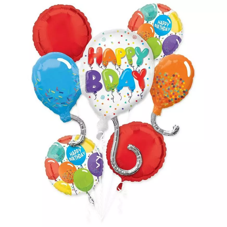 Balloon Birthday Celebration Foil Balloon Bouquet, 5pc 3 Balloon Birthday Celebration Foil Balloon Bouquet, 5pc