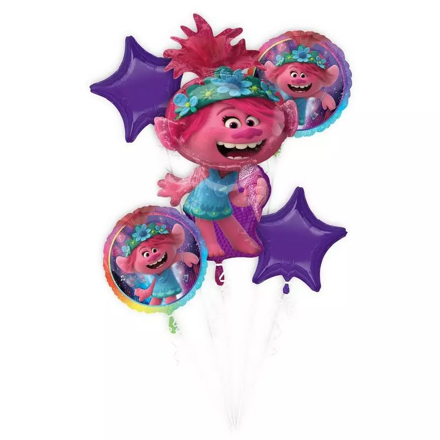 Trolls 2 Balloon Bouquet 5pc 3 Trolls 2 Balloon Bouquet 5pc