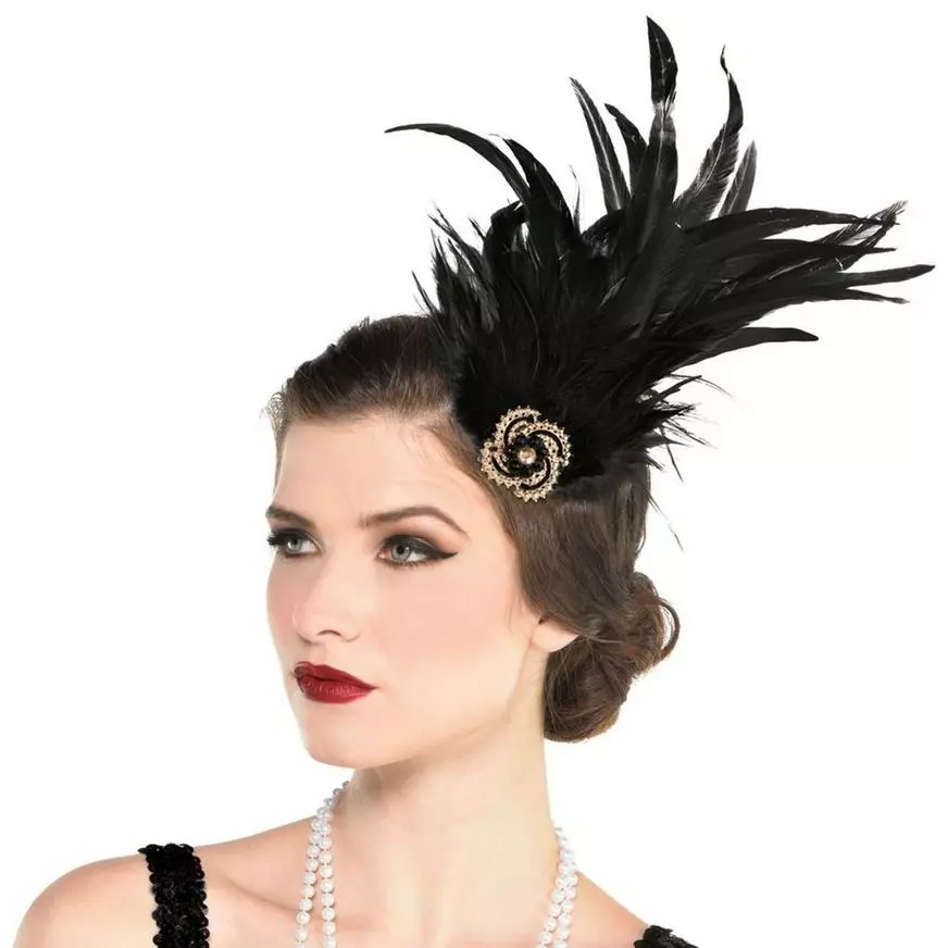 Black Feather Flapper Headpiece 3 Black Feather Flapper Headpiece