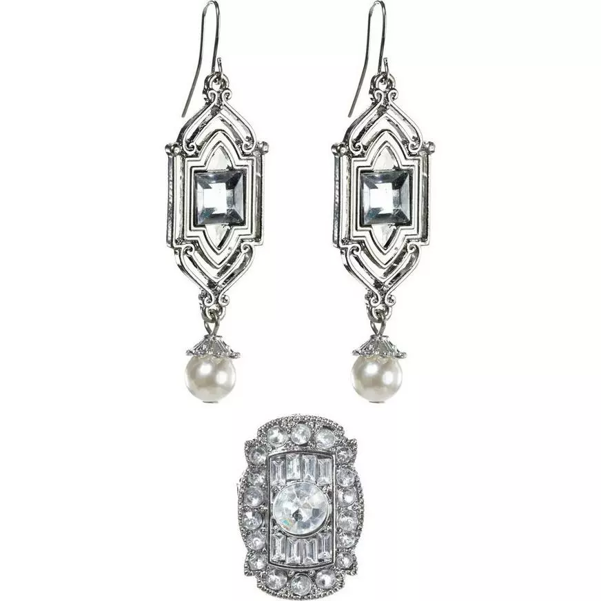 Roaring 20s Jewelry Set, 3pc 3 Roaring 20s Jewelry Set, 3pc