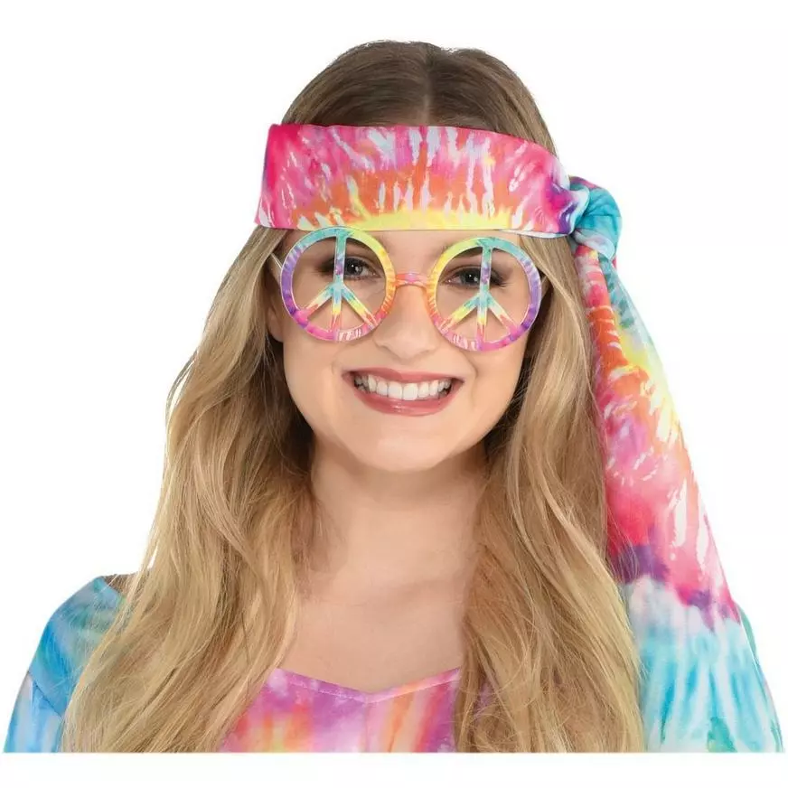 Multicolor Tie Dye Hippie Peace Sign Glasses 3 Multicolor Tie Dye Hippie Peace Sign Glasses