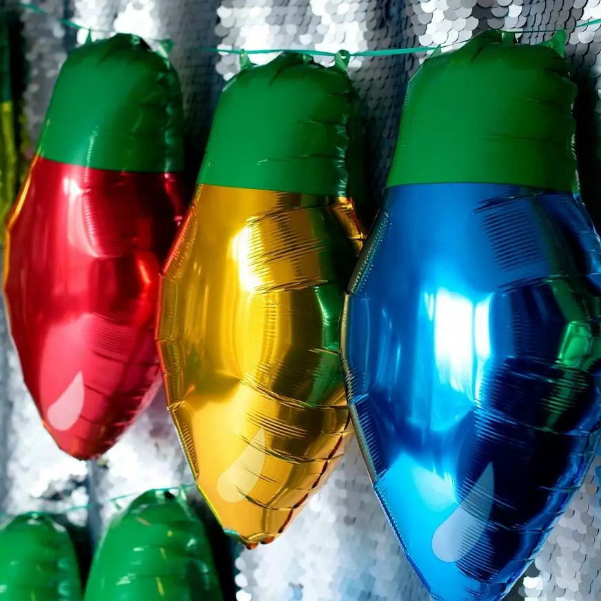Air-Filled Multicolor Christmas Light Bulb Foil Balloons, 4ct 6 Air-Filled Multicolor Christmas Light Bulb Foil Balloons, 4ct - Image 4