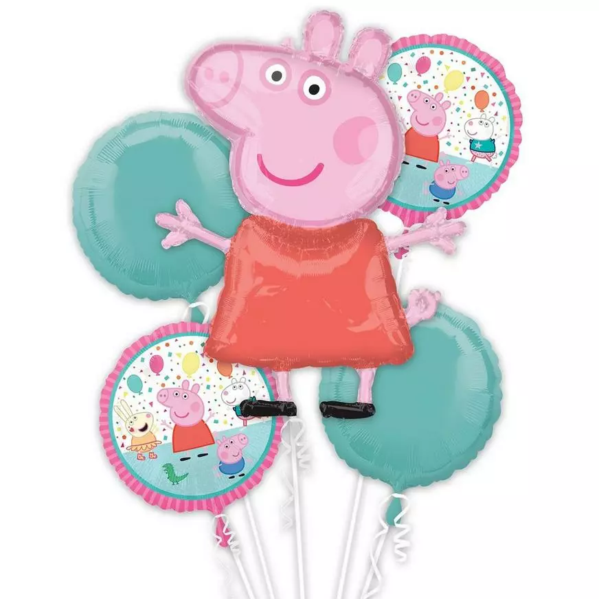Peppa Pig Balloon Bouquet, 5pc 3 Peppa Pig Balloon Bouquet, 5pc