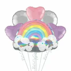Iridescent Magical Rainbow Deluxe Balloon Bouquet, 6pc