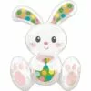 Air-Filled Sitting Spotted Easter Bunny-Shaped Foil Balloon, 15in X 20in
