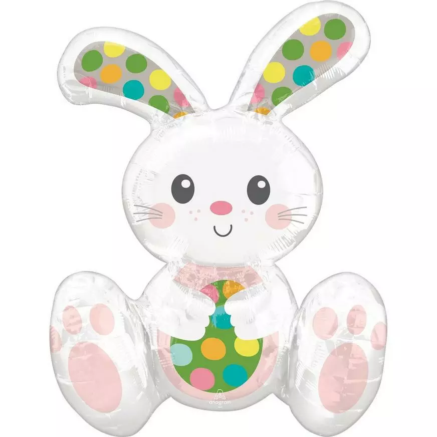 Air-Filled Sitting Spotted Easter Bunny-Shaped Foil Balloon, 15in X 20in 3 Air-Filled Sitting Spotted Easter Bunny-Shaped Foil Balloon, 15in X 20in