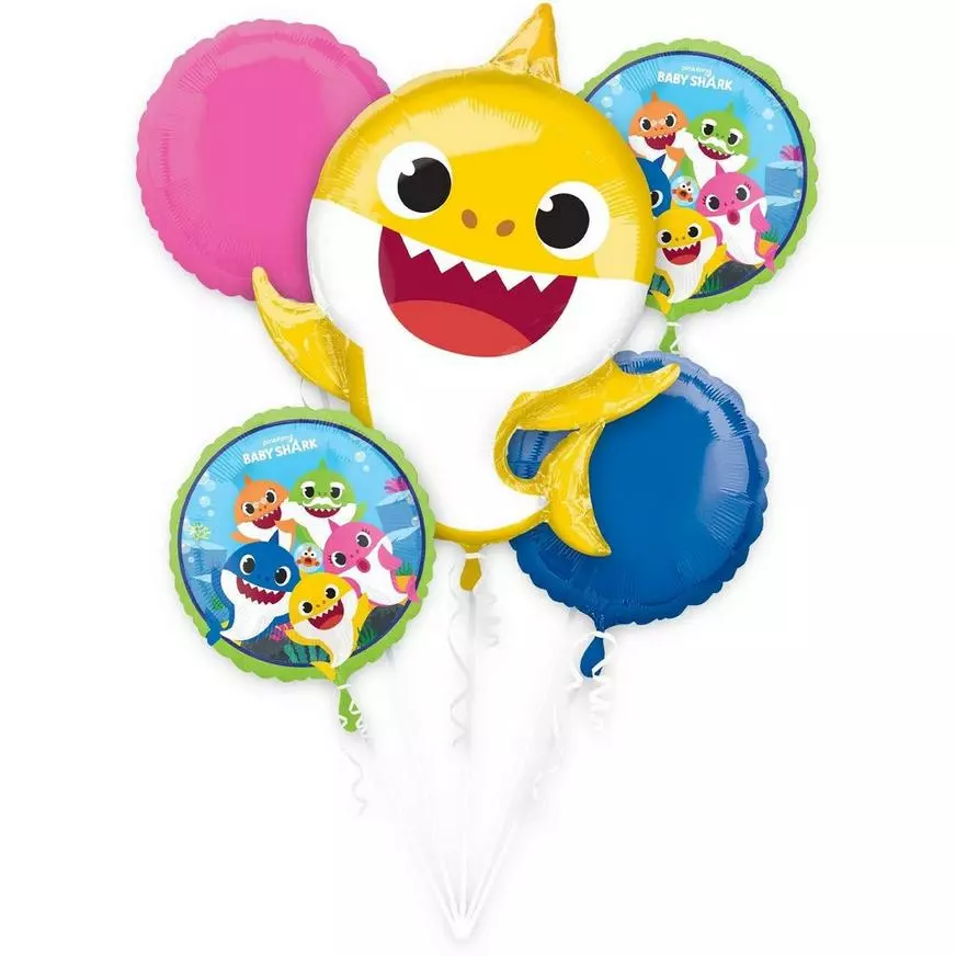 Baby Shark Deluxe Balloon Bouquet, 8pc 4 Baby Shark Deluxe Balloon Bouquet, 8pc - Image 2