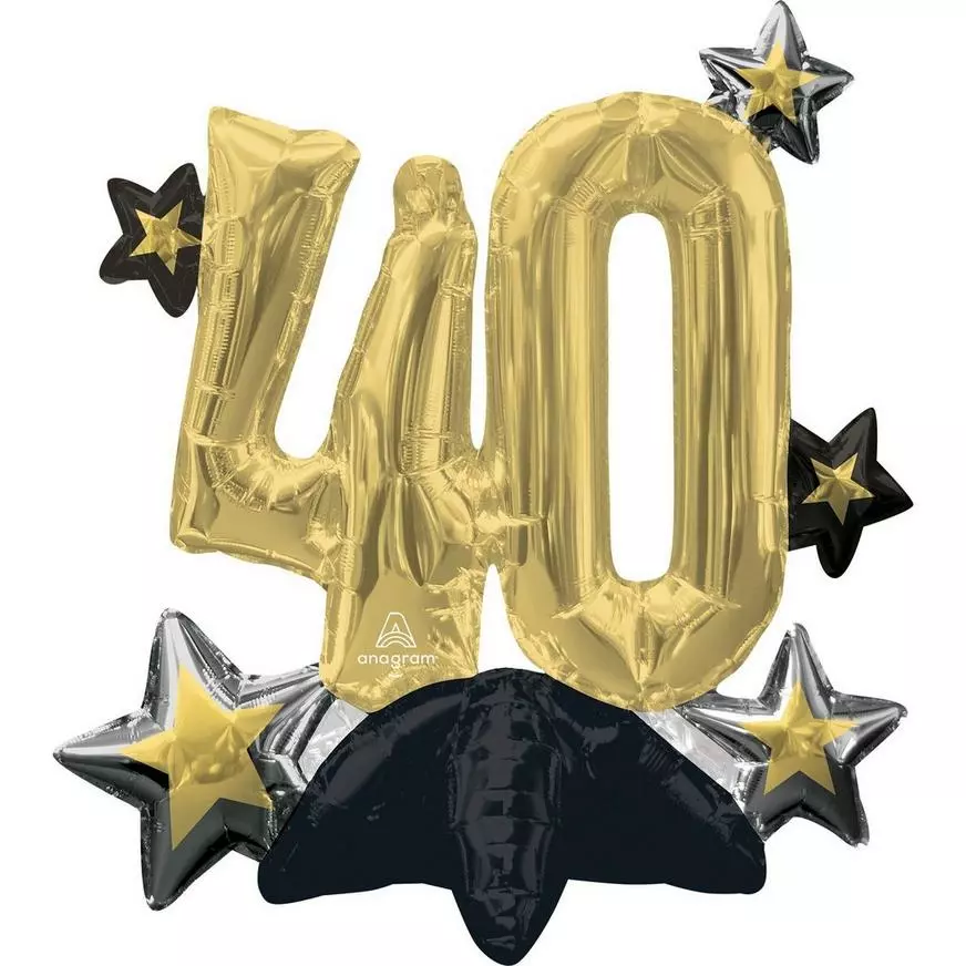 AMSCAN Air-Filled Sitting 40 Balloon, 19in - Sparkling Celebration 3 AMSCAN Air-Filled Sitting 40 Balloon, 19in - Sparkling Celebration