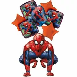 Spider-Man Deluxe Airwalker Balloon Bouquet, 8pc