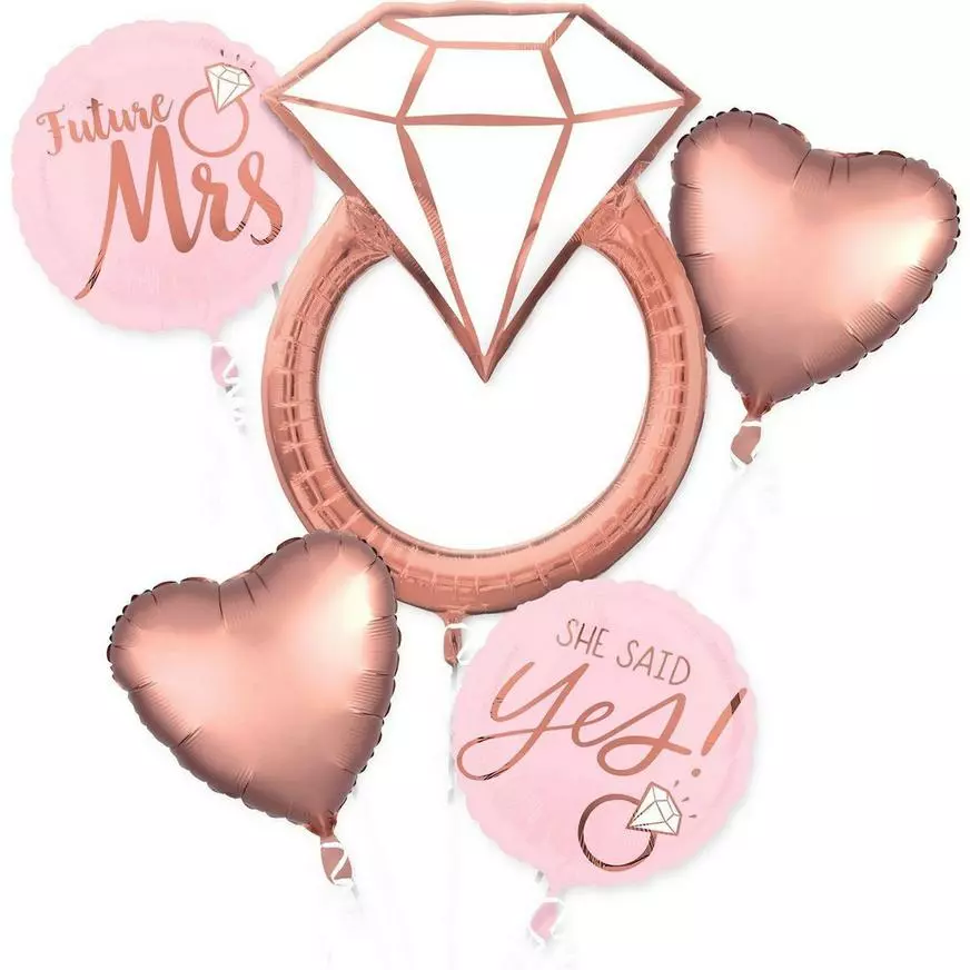 Rose Gold Engagement Party Balloon Bouquet, 17pc 4 Rose Gold Engagement Party Balloon Bouquet, 17pc - Image 2