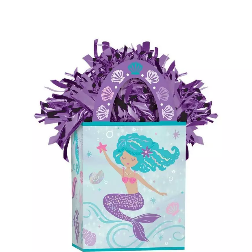 Mini Shimmering Mermaid Tote Balloon Weight, 5.5oz 3 Mini Shimmering Mermaid Tote Balloon Weight, 5.5oz