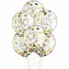 6ct, 12in, Metallic Golden Age 30th Birthday Latex Confetti Balloons