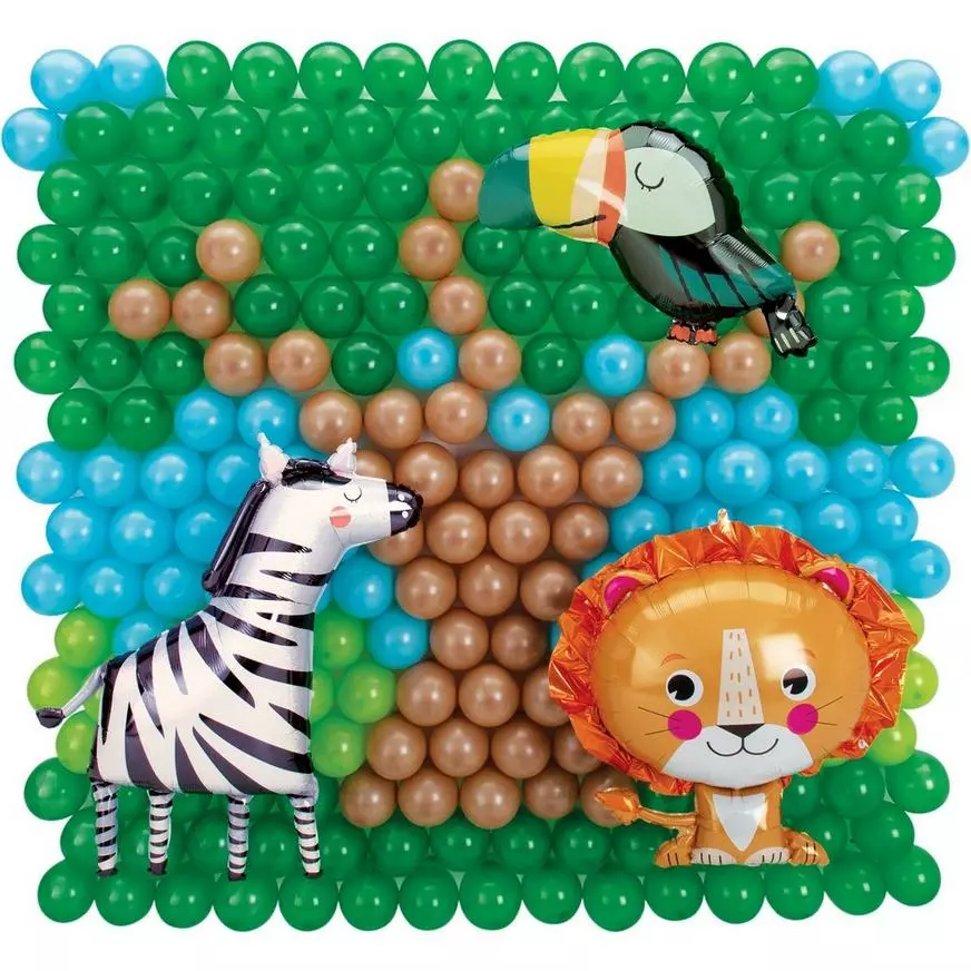 Air-Filled Safari Lion, Toucan & Zebra Foil & Latex Balloon Backdrop Kit, 6.25ft X 5.9ft 3 Air-Filled Safari Lion, Toucan & Zebra Foil & Latex Balloon Backdrop Kit, 6.25ft X 5.9ft
