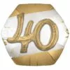 Satin Golden Age Happy 40th Birthday Hexagonal Foil Balloon, 30in X 28in