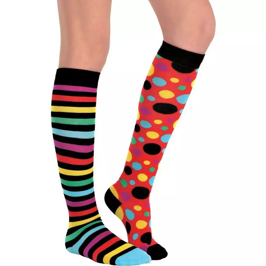 AMSCAN Mismatched Clown Knee-High Socks 3 AMSCAN Mismatched Clown Knee-High Socks