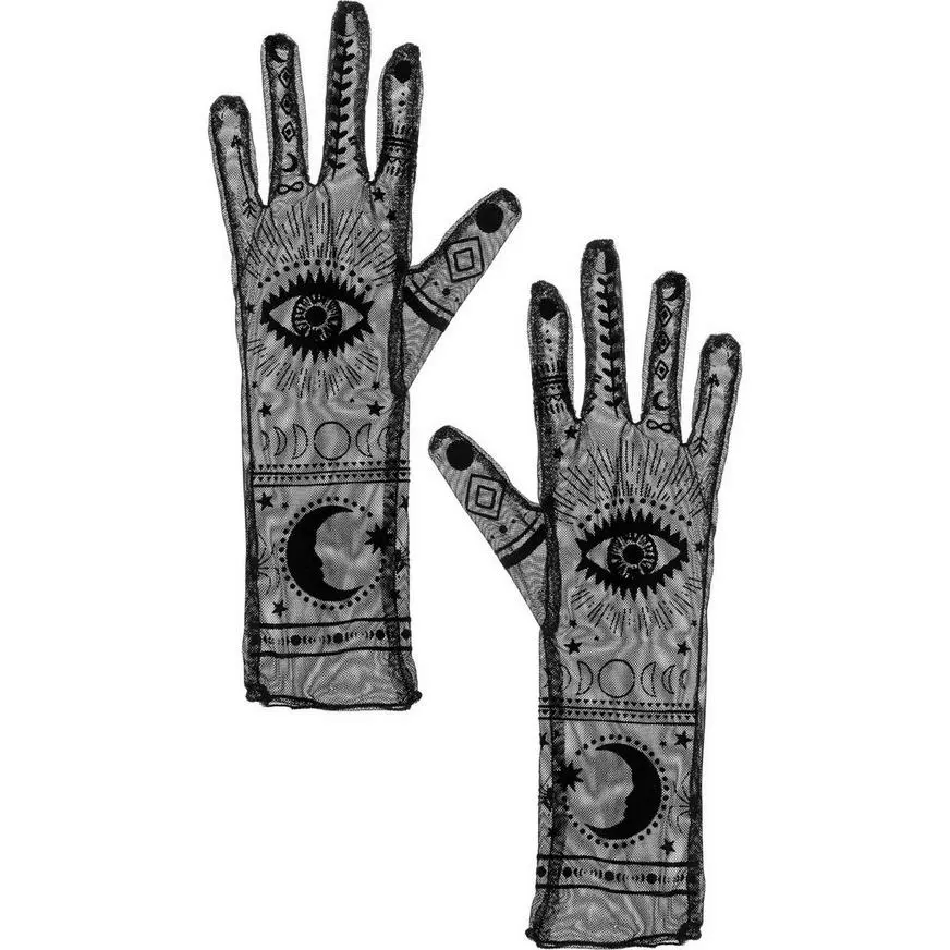 AMSCAN Black Sheer Mystic's Celestial Gloves 4 AMSCAN Black Sheer Mystic's Celestial Gloves - Image 2