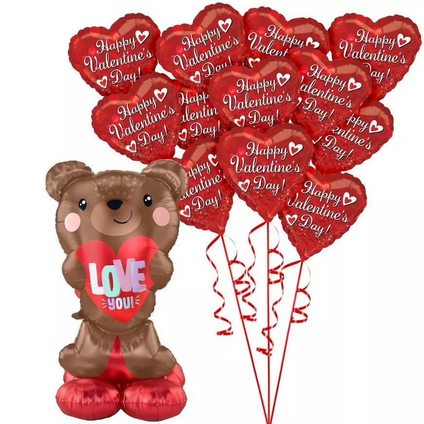AirLoonz Brown Bear & Red Hearts Valentine's Day Balloon Kit, 13pc 3 AirLoonz Brown Bear & Red Hearts Valentine's Day Balloon Kit, 13pc