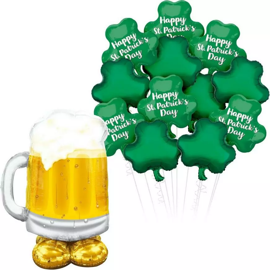 Cold Beer & Clovers St. Patrick's Day Balloon Bouquet, 13pc 3 Cold Beer & Clovers St. Patrick's Day Balloon Bouquet, 13pc