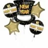 Pop, Clink, Cheers Happy New Year Foil Balloon Bouquet, 5pc