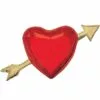 Air-Filled Red Heart & Gold Arrow Foil Balloon, 24in X 13in