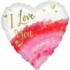 Pink & Gold Watercolor Geode I Love You Heart Foil Balloon, 28in -Amscan Shop 931475