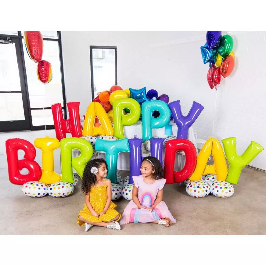 AirLoonz Multicolor Happy Birthday Balloon Phrase Yard Decoration Kit 3 AirLoonz Multicolor Happy Birthday Balloon Phrase Yard Decoration Kit